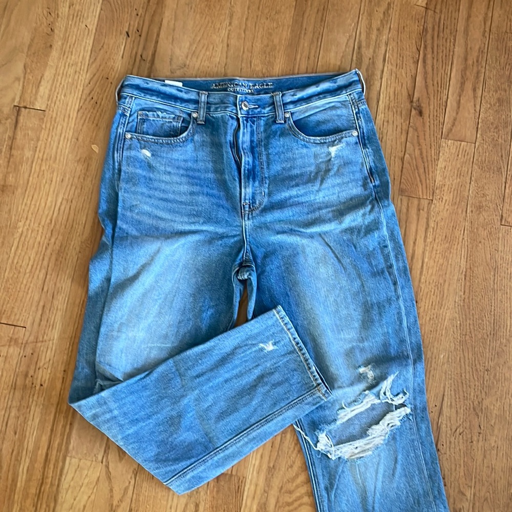 AE Distressed Mom Jeans